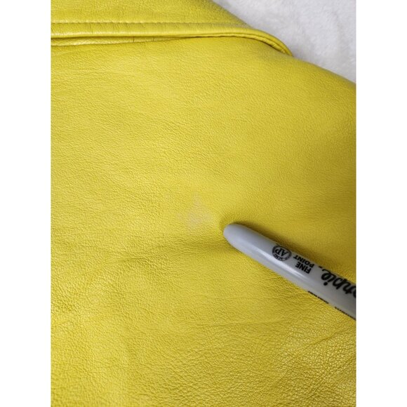 Zara Basic Women's Large Faux Leather Jacket Mustard Yellow Biker - Picture 11 of 13